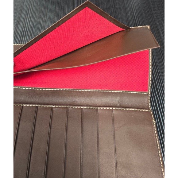 Dooney Bourke Brown Leather Slim Bifold Long Wallet Clutch Organizer - Picture 7 of 11